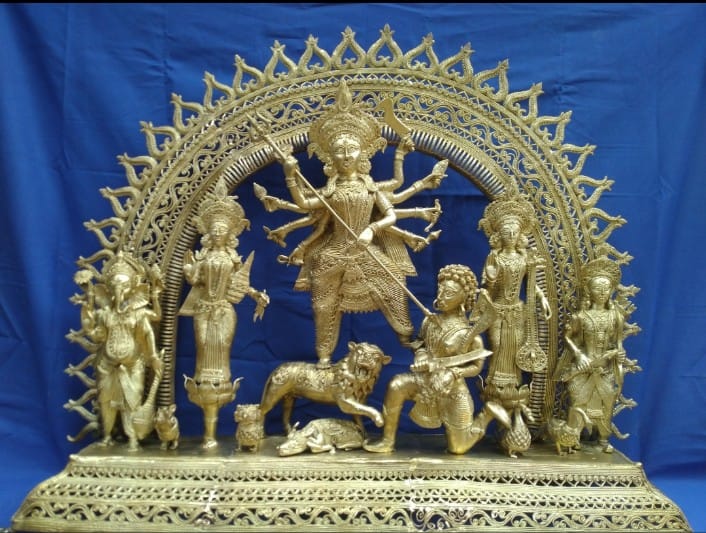 Detailed Brass Durga Mahisasuramardini